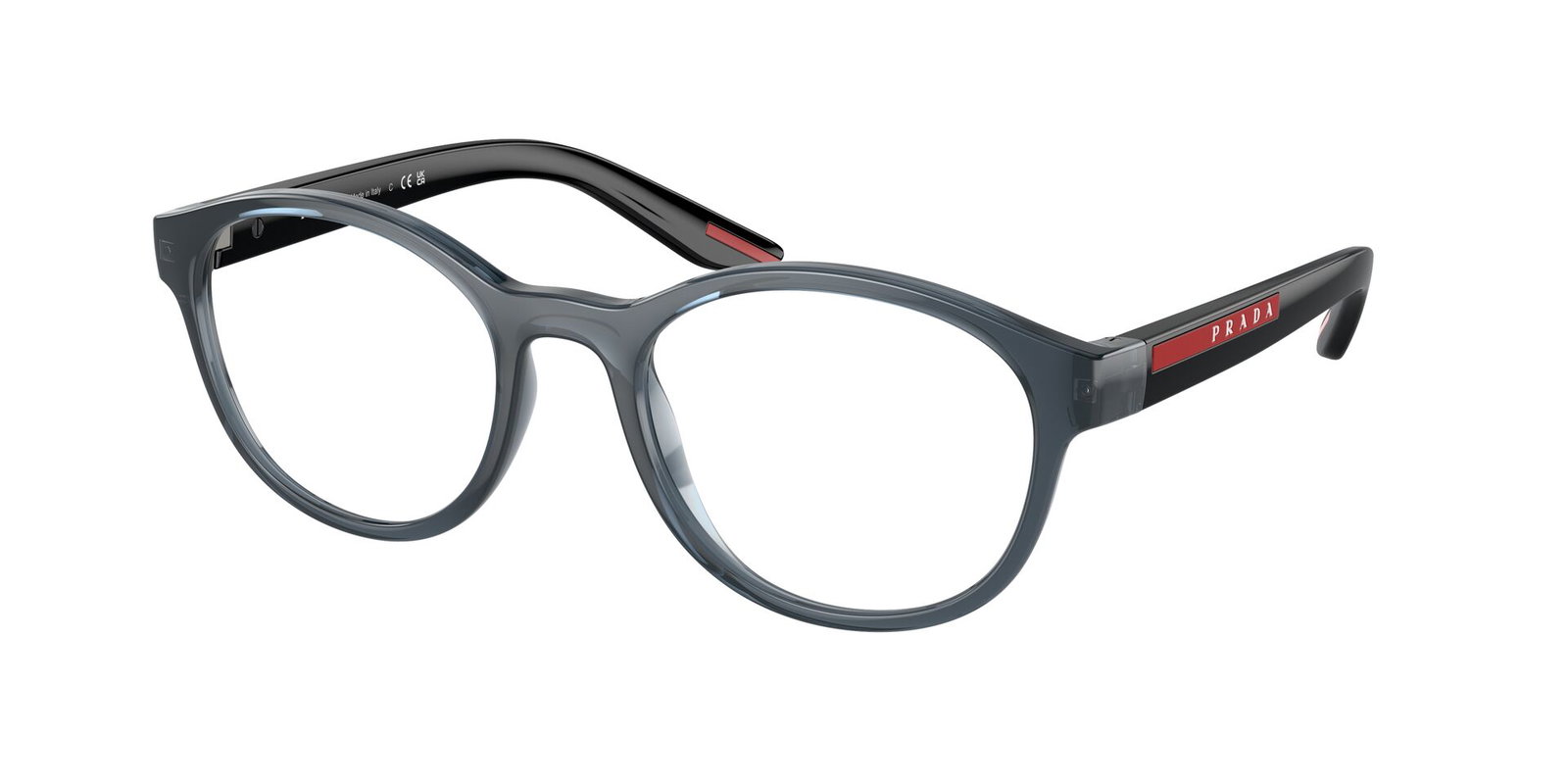 Das Bild zeigt die Prada Linea Rossa Fassung PS07PV CZH1O1 leicht seitlich., Zubehor, Brillen